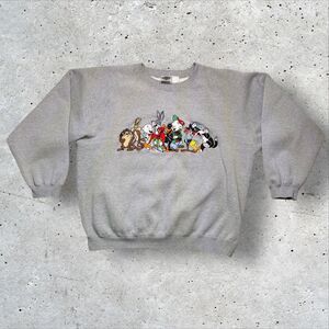 1992 Acme Clothing Looney Tunes Embroidered Characters Sweatshirt Gray Sz L/XL